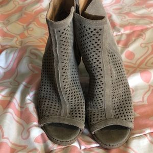 Lucky Brand Peep toe suede bootie 8.5